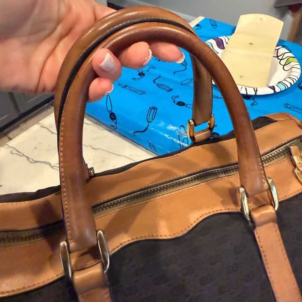 Gucci Black Canvas & Brown Leather Weekend Bag - Picture 9 of 16
